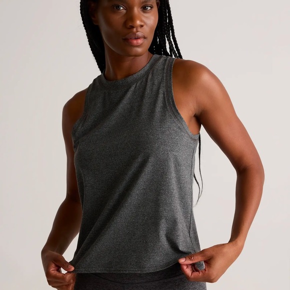 Quince Flowknit Breeze High-Neck Tank in Charcoal, Size S - Picture 1 of 7